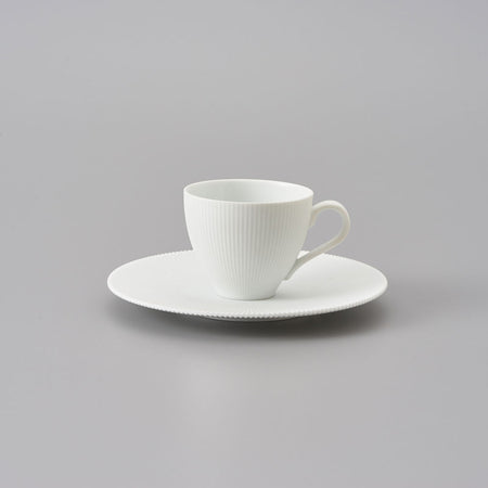 Arita White Brust Shinogi Demitasse Cup & Saucer(Riso Porcelain)